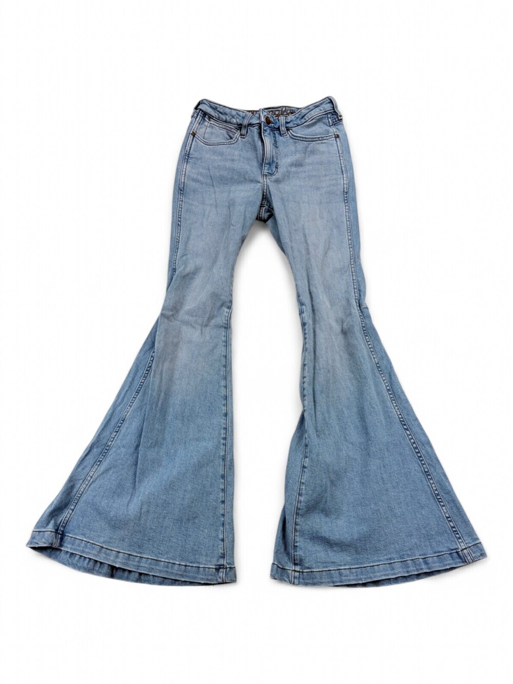 Wrangler High Rise Flare Jeans Womens 28x34 Light Wash Blue Denim 1011MPFKI